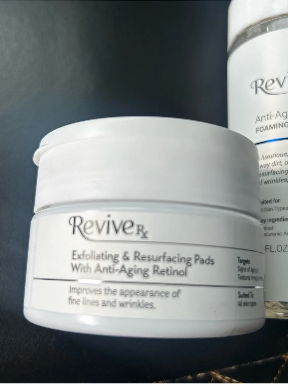 Lot of 2 ReviveRx Anti-Aging Retinol Foaming Facial Cleanser & Exfoliating Pads